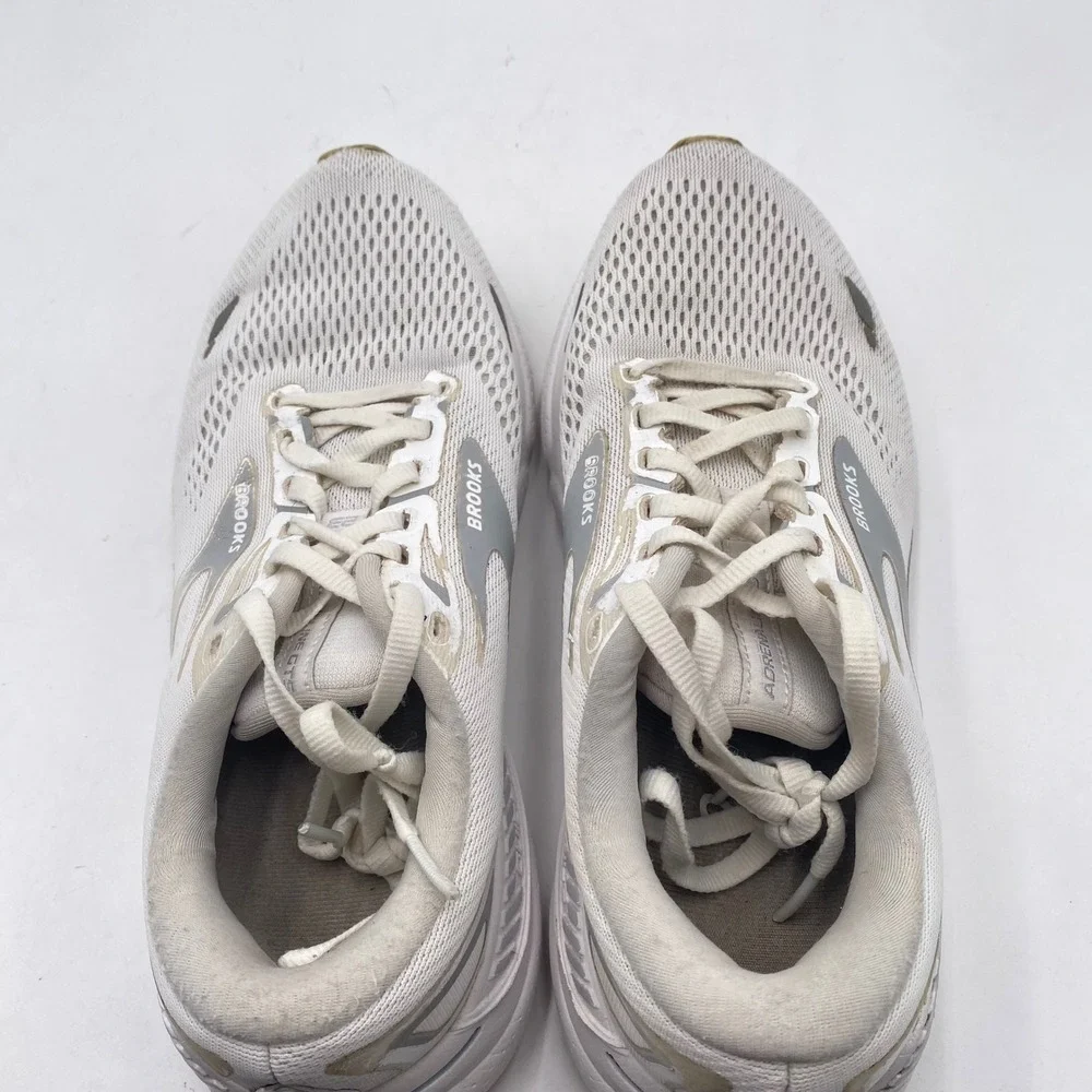 Brooks Adrenaline GTS 23 Running Shoes Womens 8 Wide White Silver Stability Mesh